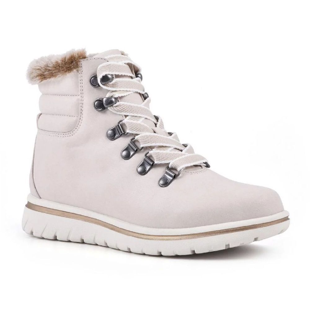 Cliffs by WHITE MOUNTAIN Women's Light Beige Faux Fur Lined Ankle Boots